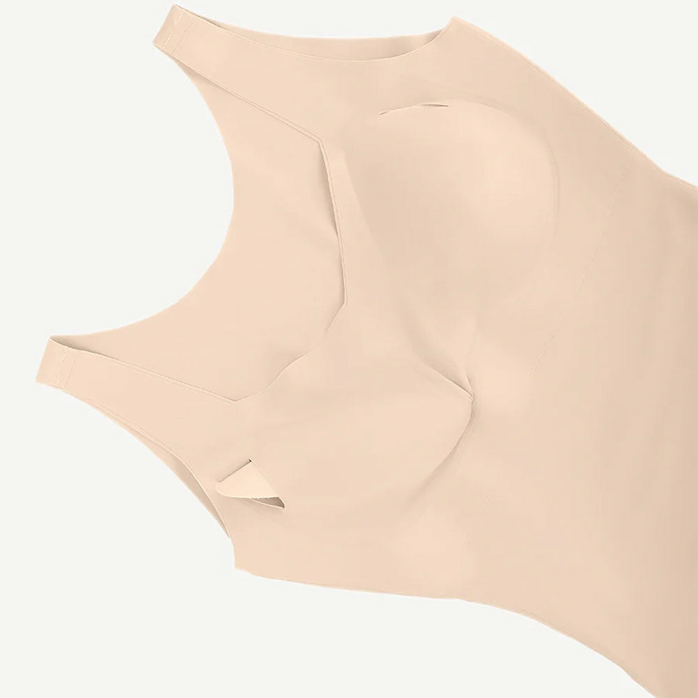 Bezvīļu 3-in-1 (trīs vienā) bodijs ar vidukļa koriģēšanu – neredzams zem pieguļošiem apģērbiem, uz balta fona