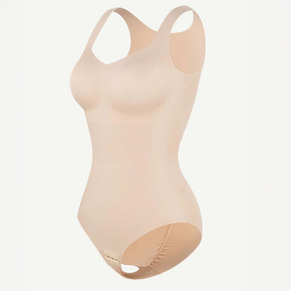 Sieviešu V-veida shapewear bodijs ar sēžamvietas pacelšanas efektu un elpojošu audumu, produkta foto uz balta fona