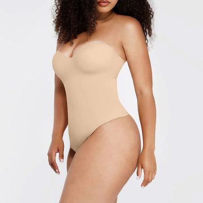 bēšs premium kvalitātes koriģējošs bodijs ar noņemamām lencītēm. sānskats