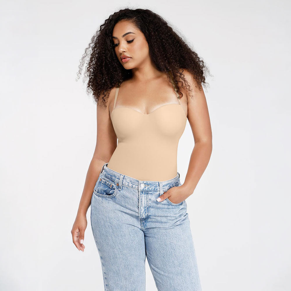 bēšs premium kvalitātes koriģējošs bodijs ar noņemamām lencītēm.  lieliski sader ar džinsām