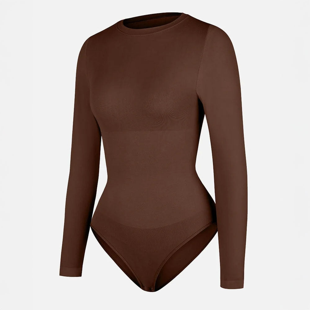 Brūnas krāsas bodijs ar elastīgu audumu un nemanāmu piegulumu