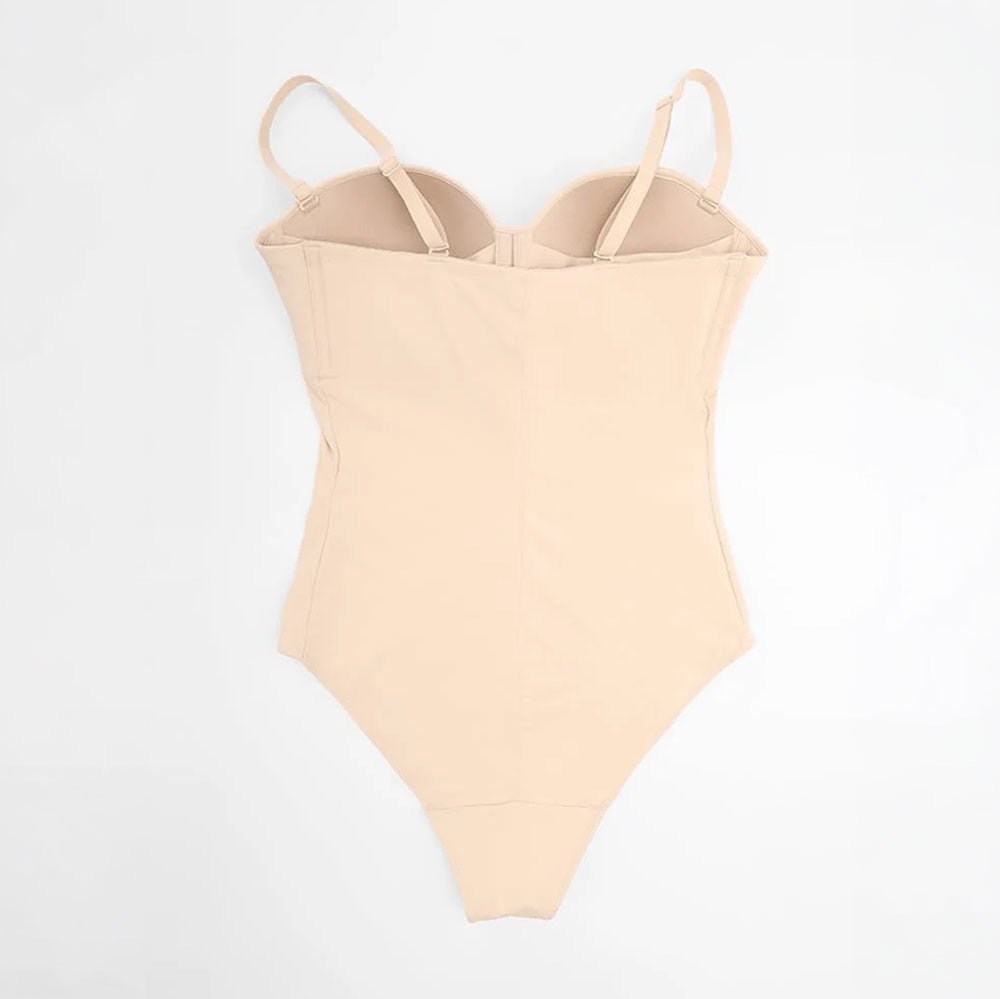 Premium Bodijs ar Noņemamām Lencītēm un Klasisko Piegriezumu - Bella - ElorélleBēšsShapewear