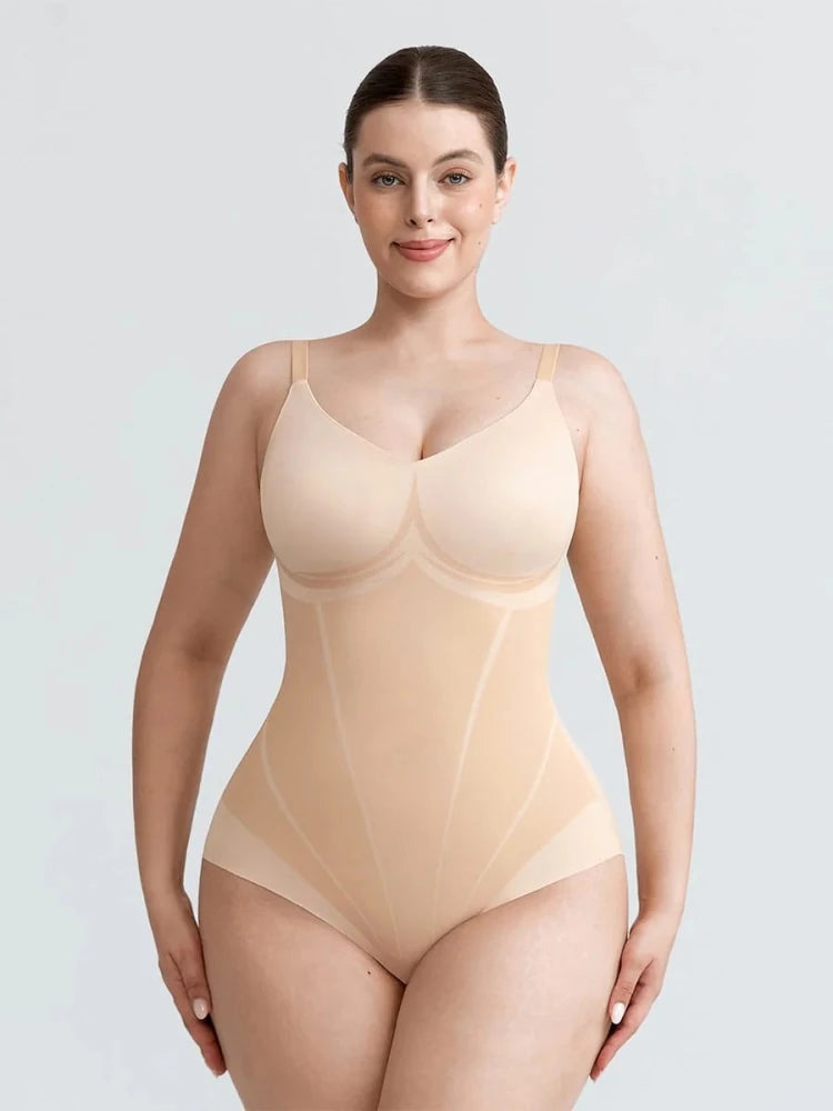 Liquid LYCRA™ V-veida izgriezuma viegli koriģējošs bodijs - ElorélleBēšs