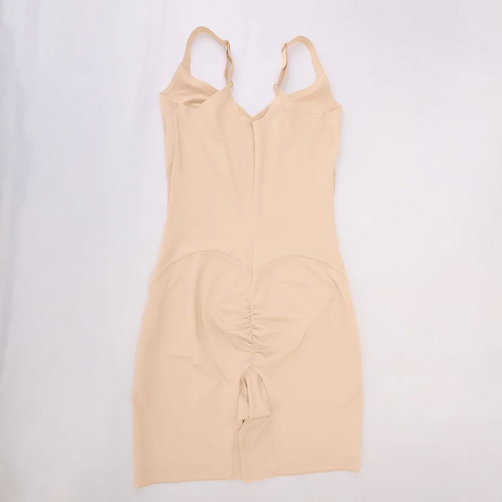 Liquid LYCRA™ V-veida Izgriezuma Viegli Koriģējošs Bodijs ar Šotyu Daļu - ElorélleBēšsShapewear