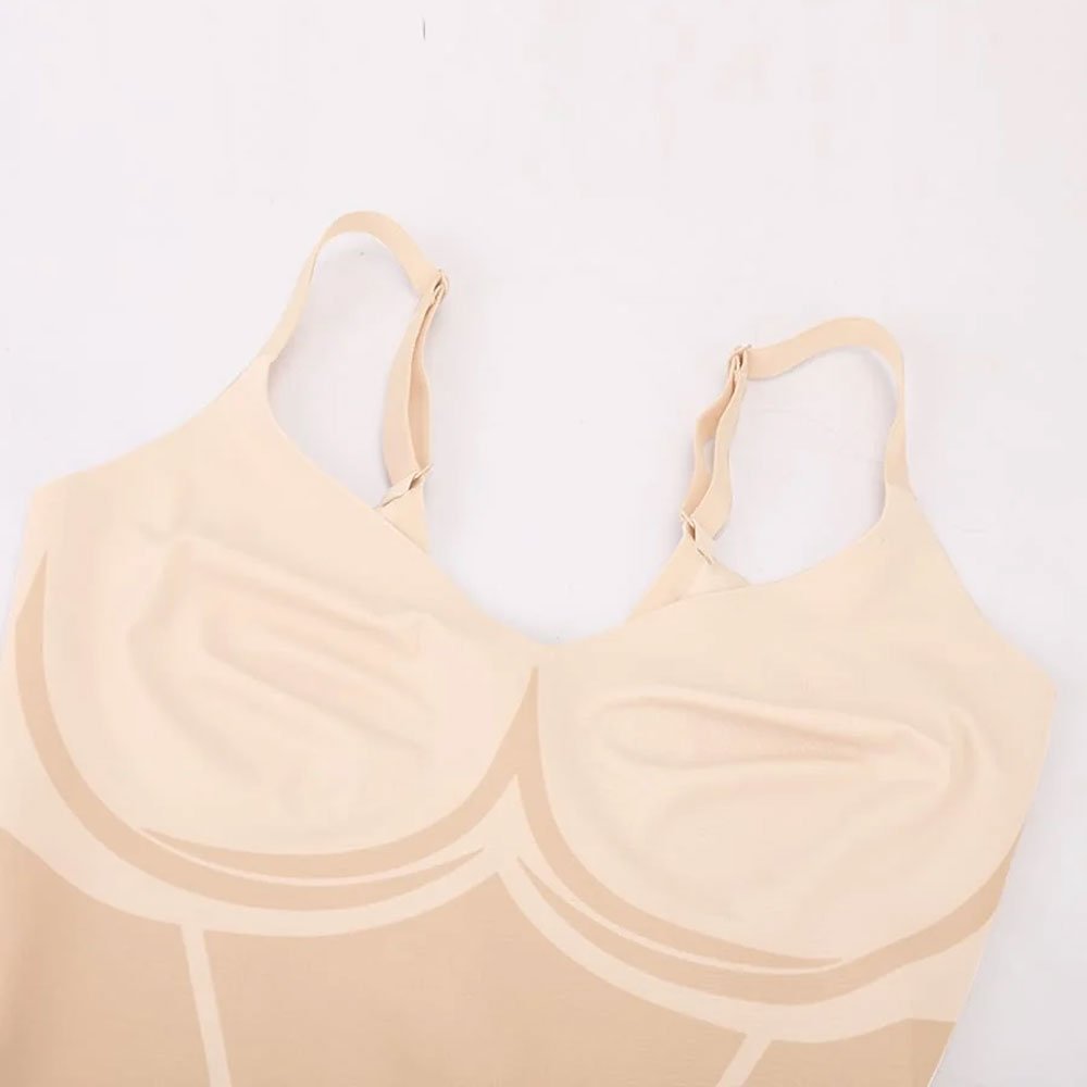 Liquid LYCRA™ V-veida Izgriezuma Viegli Koriģējošs Bodijs ar Šotyu Daļu - ElorélleBēšsShapewear